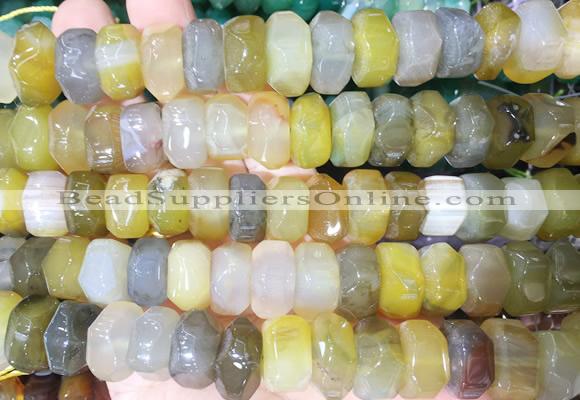 NGBS298 15 inches 8*14mm - 10*16mm faceted nuggets agate beads wholesale