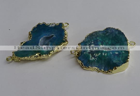 NGC1305 25*35mm - 35*45mm freeform druzy agate connectors