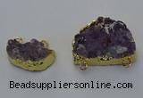 NGC5516 18*25mm - 25*35mm freefrom druzy amethyst connectors