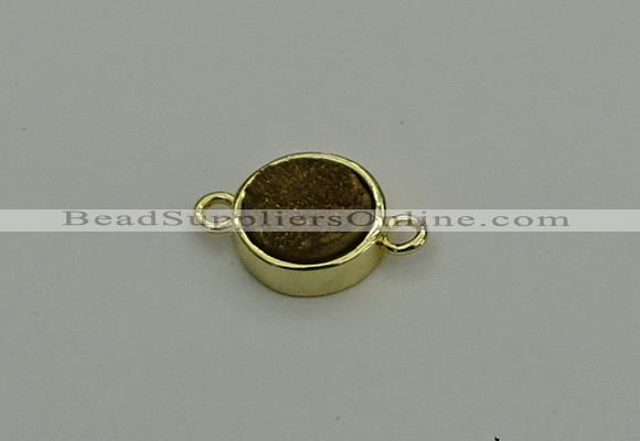 NGC5779 12mm coin plated druzy agate connectors wholesale