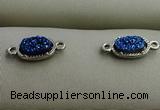 NGC6013 5*8mm oval plated druzy agate connectors wholesale