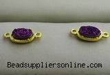 NGC6022 5*8mm oval plated druzy agate connectors wholesale