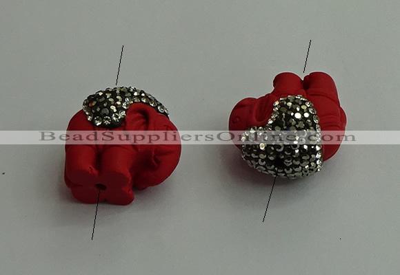 NGC6606 20*22mm carved elephant cinnabar connectors wholesale