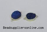 NGC864 15*20mm oval druzy agate gemstone connectors wholesale