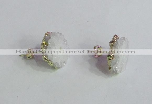 NGE138 12*14mm - 15*18mm freeform druzy agate gemstone earrings