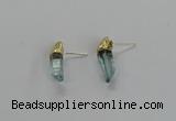 NGE255 5*18mm - 6*22mm sticks dyed white crystal earrings