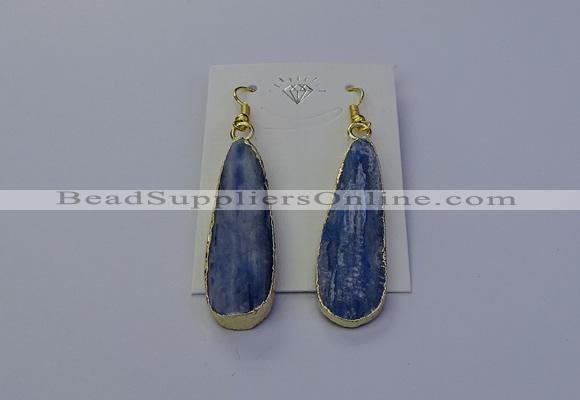 NGE5105 13*40mm flat teardrop blue kyanite earrings wholesale