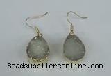 NGE85 15*20mm teardrop druzy agate gemstone earrings wholesale