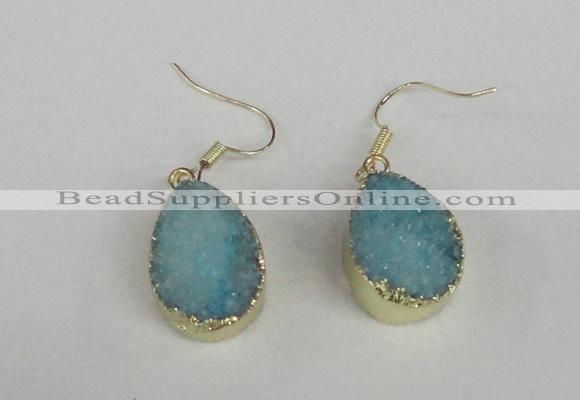 NGE87 15*20mm teardrop druzy agate gemstone earrings wholesale