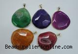 NGP1111 40*50 - 50*55mm freeform druzy agate pendants with brass setting