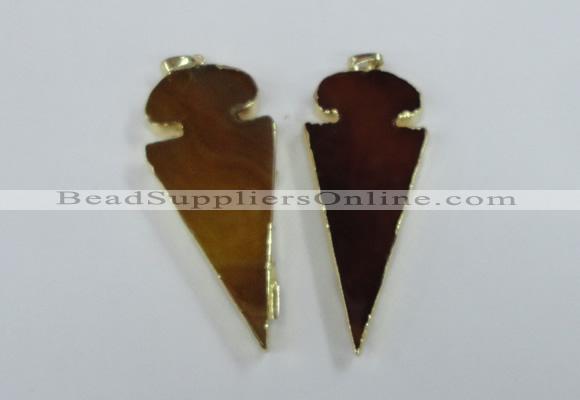 NGP1722 30*65mm arrowhead agate gemstone pendants wholesale