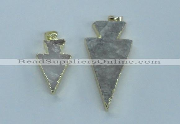 NGP1816 18*38mm - 28*45mm arrowhead druzy agate gemstone pendants