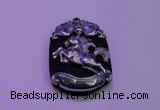 NGP2006 30*40mm carved silver plated matte black obsidian pendants