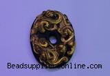 NGP2041 40*55mm carved gold plated matte black obsidian pendants