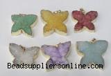 NGP2120 22*30mm - 25*30mm butterfly druzy agate gemstone pendants