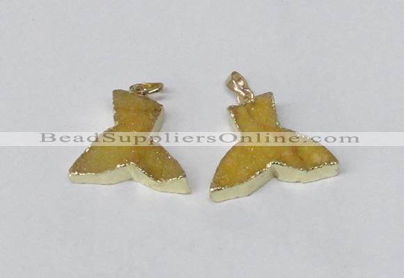 NGP2226 20*25mm - 22*30mm fishtail druzy agate gemstone pendants
