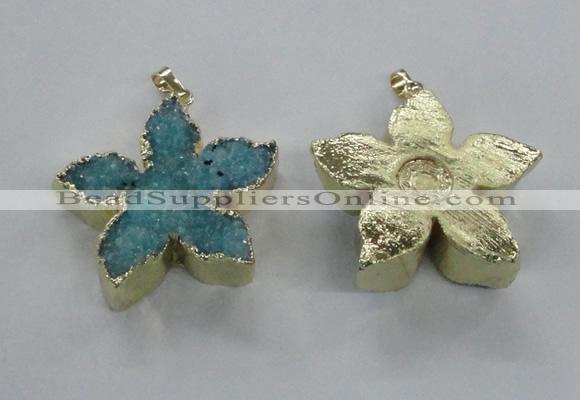 NGP2264 38*40mm - 42*45mm star druzy agate gemstone pendants