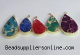 NGP2460 20*30mm - 30*35mm flat teardrop sea sediment jasper pendants