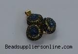 NGP3418 14mm - 16mm coin druzy agate gemstone pendants