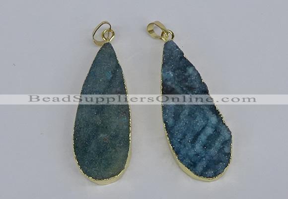 NGP3976 20*40mm - 25*50mm flat teardrop druzy agate pendants