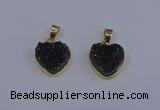 NGP4016 15*15mm heart druzy quartz gemstone pendants