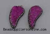 NGP4316 20*40mm - 25*50mm wing-shaped druzy quartz pendants