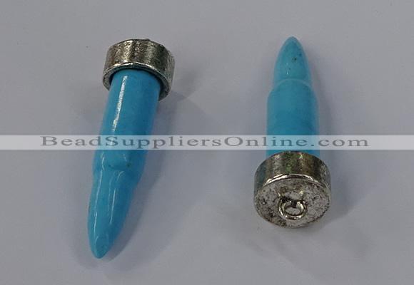 NGP4540 15*52mm bullet-shaped white howlite turquoise pendants