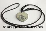 NGP5630 Jasper heart pendant with nylon cord necklace