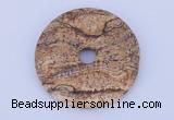 NGP607 5pcs 5*40mm picture jasper gemstone donut pendants wholesale