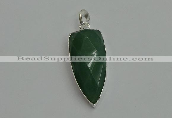 NGP6114 12*35mm - 15*40mm arrowhead green aventurine pendants