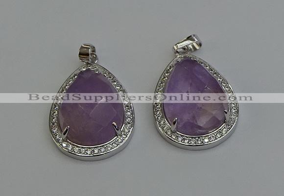 NGP6334 25*30mm teardrop light amethyst pendants wholesale