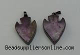 NGP6454 22*28mm - 25*35mm arrowhead amethyst gemstone pendants