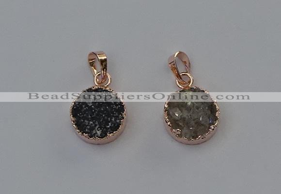 NGP6600 15mm - 16mm coin druzy agate gemstone pendants