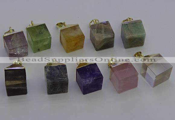 NGP6779 15*22mm cube mixed gemstone pendants wholesale