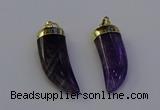 NGP6995 12*40mm - 15*45mm horn amethyst pendants wholesale