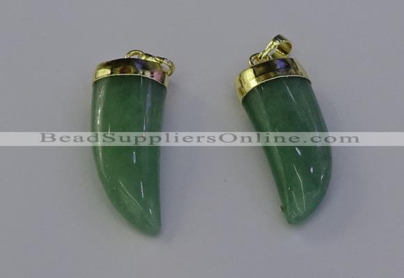 NGP6999 12*40mm - 15*45mm horn green aventurine pendants wholesale