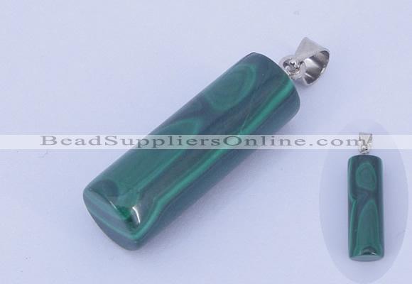 NGP731 8*24mm column natural malachite with 18KGP gemstone pendant