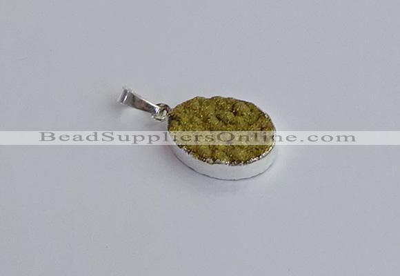 NGP7506 15*20mm oval plated druzy agate gemstone pendants