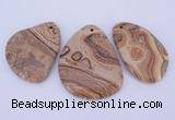 NGP944 5PCS 35-45mm*55-65mm freeform picture jasper gemstone pendants