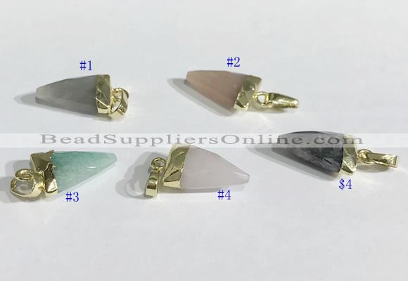 NGP9719 11*16mm arrowhead-shaped  mixed gemstone pendants wholesale