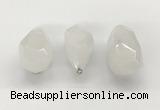 NGP9800 22*35mm - 25*40mm faceted nuggets white jade pendants