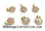 NGP9874 16mm faceted hexagon rose quartz pendant