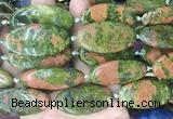 OVBS74 15 inches 20*40mm oval unakite gemstone beads wholesale
