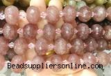 RBBS27 15 inches 13*18mm faceted rondelle red strawberry quartz gemstone beads