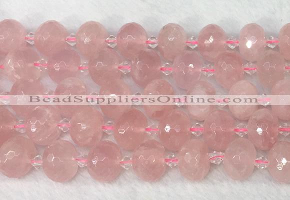 RBBS44 15 inches 13*18mm faceted rondelle rose quartz beads wholesale
