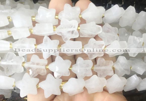 RGBS53 15 inches 14mm faceted star Angola crystal quartz beads wholesale