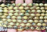 RIBS46 15 inches 6*8mm faceted rice green dragon jasper beads wholesale