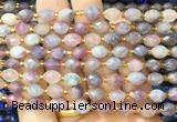 RIBS52 15 inches 6*8mm faceted rice pink tourmaline beads wholesale