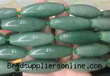 RIBS68 15 inches 14*40mm rice green aventurine gemstone beads wholesale