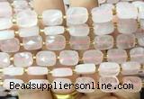 RTBS02 15 inches 8*10mm faceted rectangle rose quartz beads wholesale
